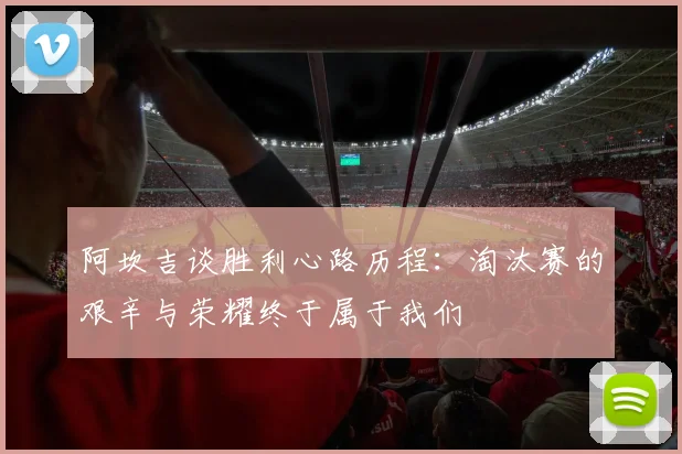 阿坎吉谈胜利心路历程：淘汰赛的艰辛与荣耀终于属于我们